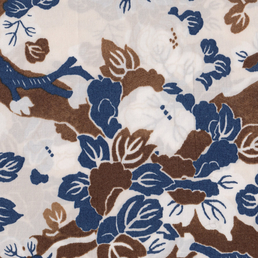 Brown and Blue Floral Print